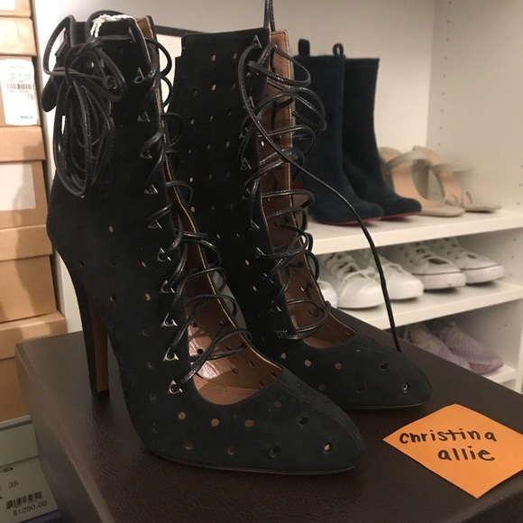 Alaia laser cut lace up booties - Picture 5 of 6